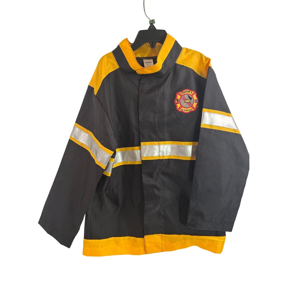 Gymboree Firefighter Costume Jacket Size 5-6 Black Yellow Reflective Kids